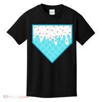 Funny Home Plate Drip Ice Cream Softball & Baseball Kids T-Shirt thumb 0
