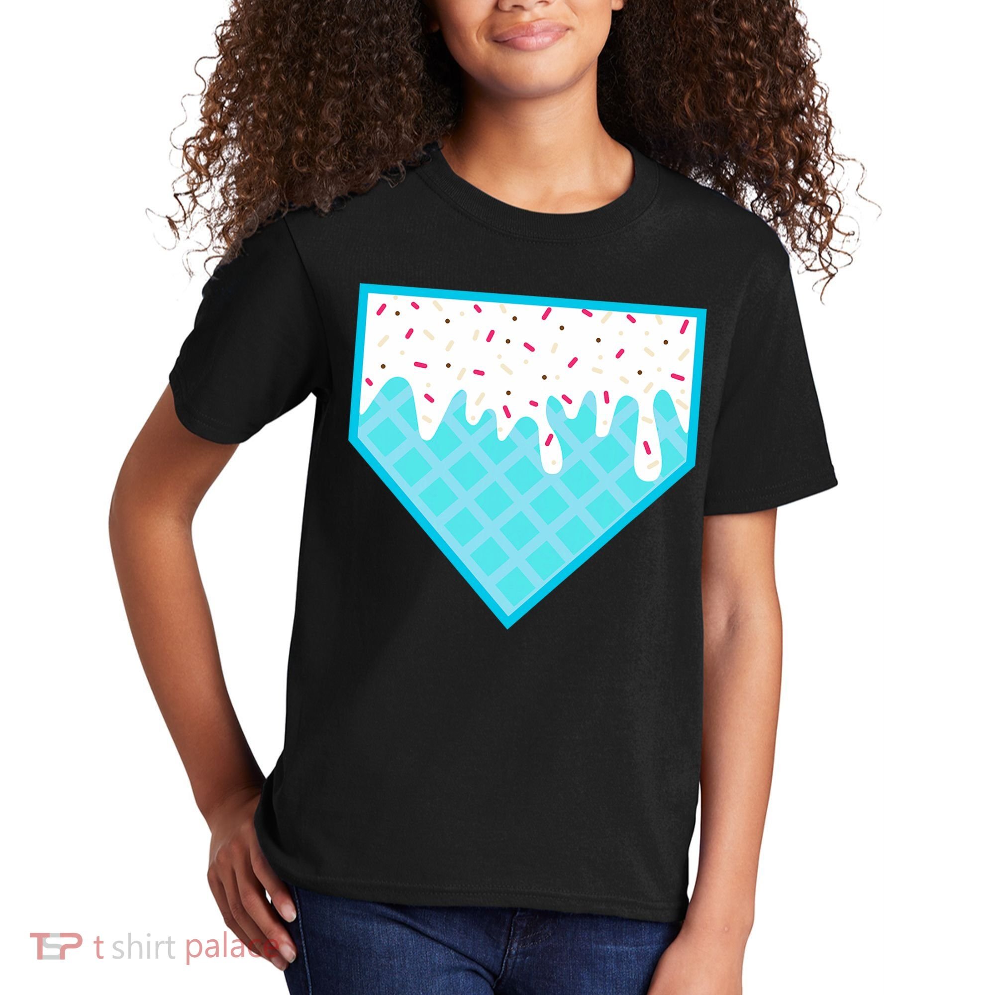 Funny Home Plate Drip Ice Cream Softball & Baseball Kids T-Shirt