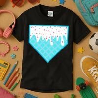 Funny Home Plate Drip Ice Cream Softball & Baseball Kids T-Shirt thumb 3