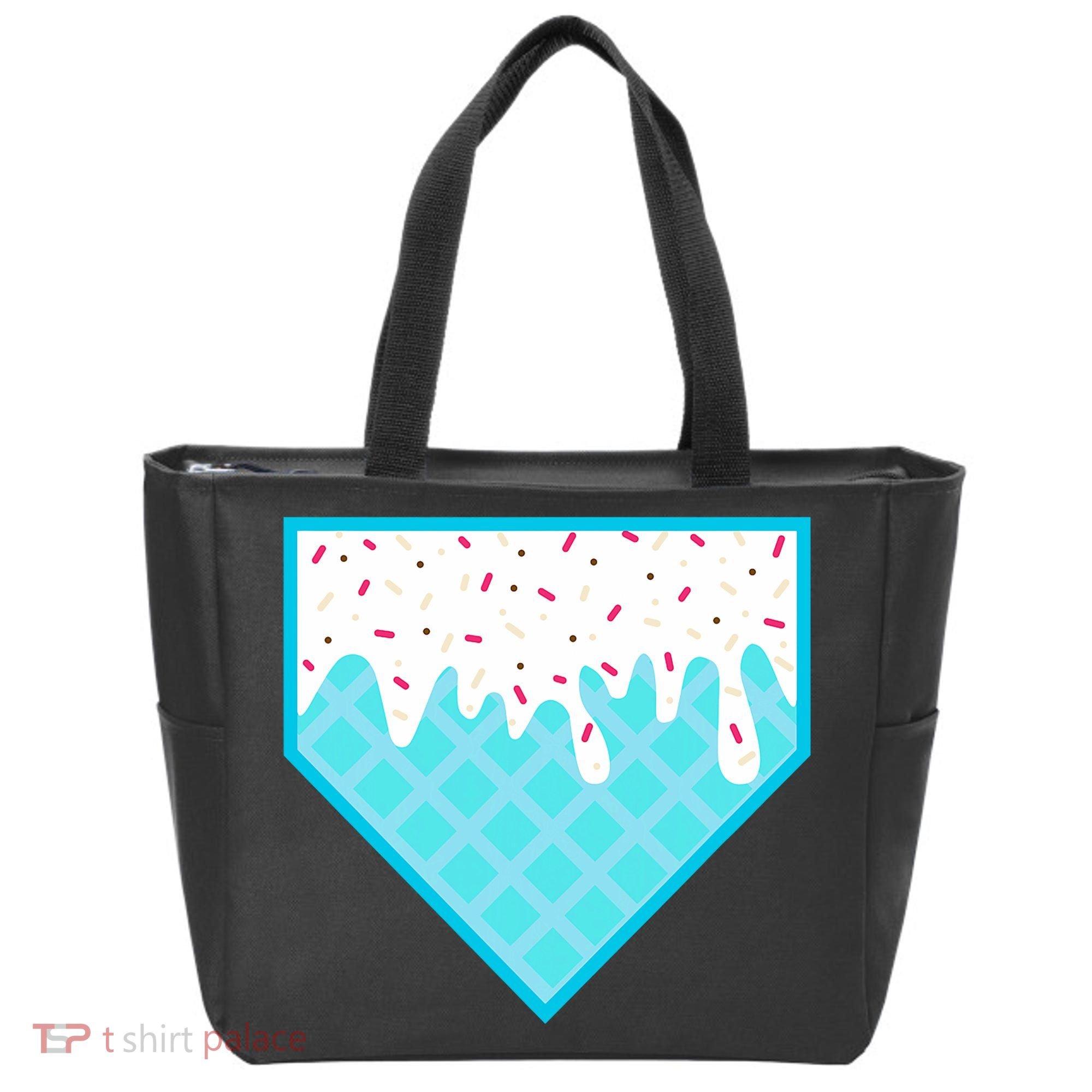 Funny Home Plate Drip Ice Cream Softball & Baseball Tote Bag