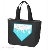 Funny Home Plate Drip Ice Cream Softball & Baseball Tote Bag thumb 3