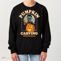 Funny Halloween Pumpkin Carving With Michael Women's Sweatshirt thumb 0