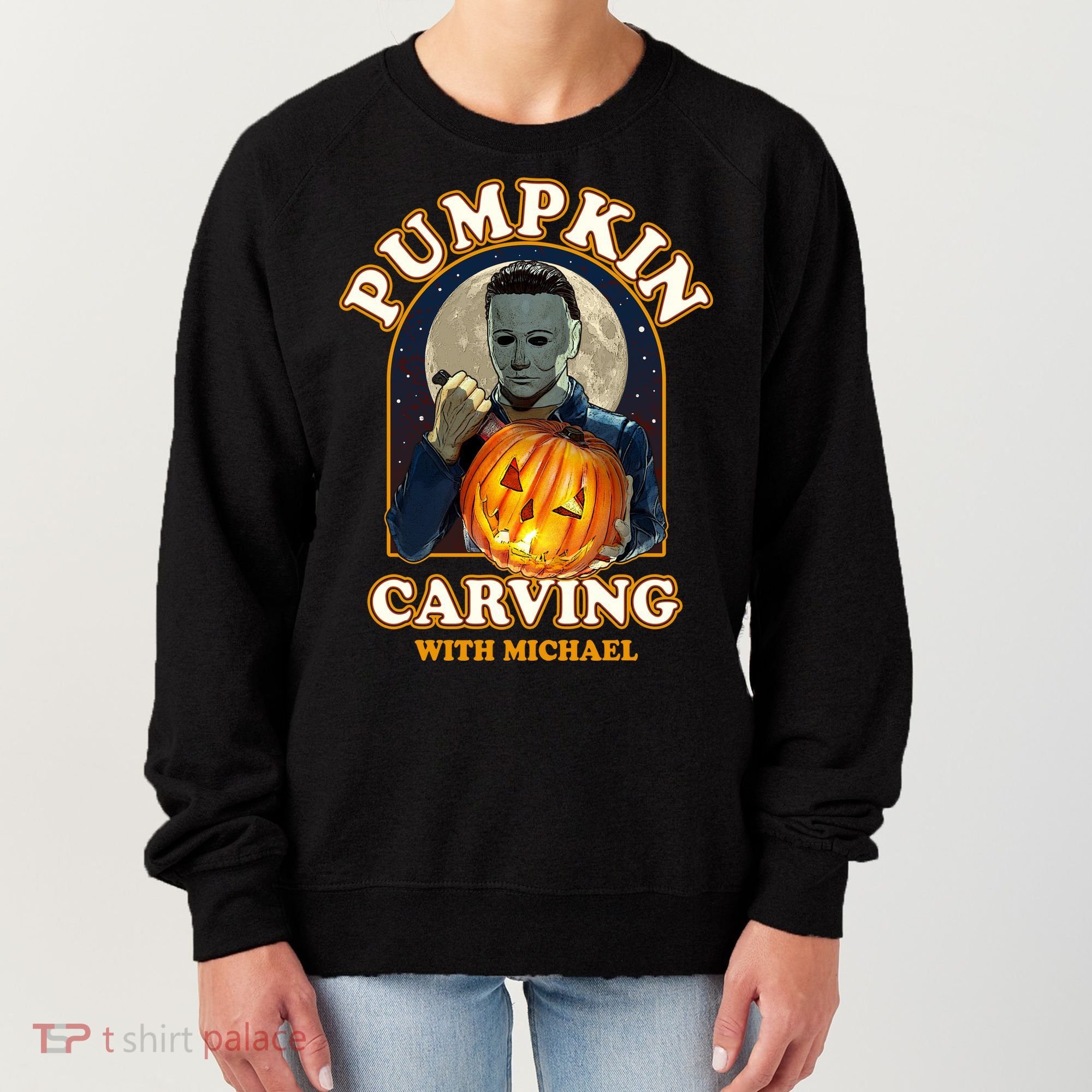 Funny Halloween Pumpkin Carving With Michael Women's Sweatshirt