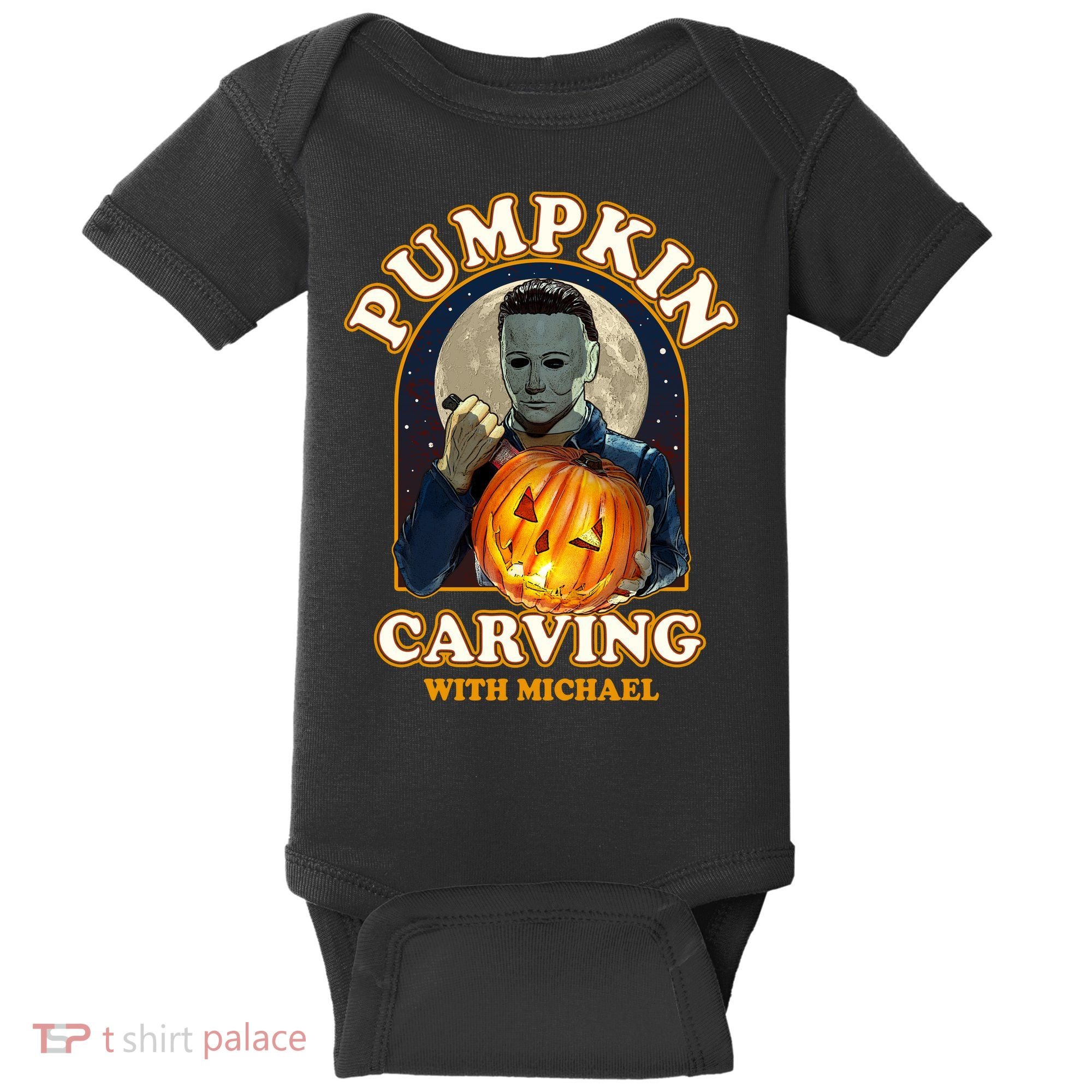 Funny Halloween Pumpkin Carving With Michael Baby Bodysuit