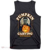 Funny Halloween Pumpkin Carving With Michael Tank Top thumb 0