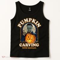Funny Halloween Pumpkin Carving With Michael Tank Top thumb 2