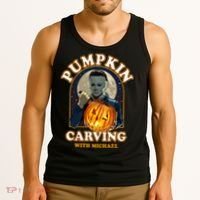 Funny Halloween Pumpkin Carving With Michael Tank Top thumb 3