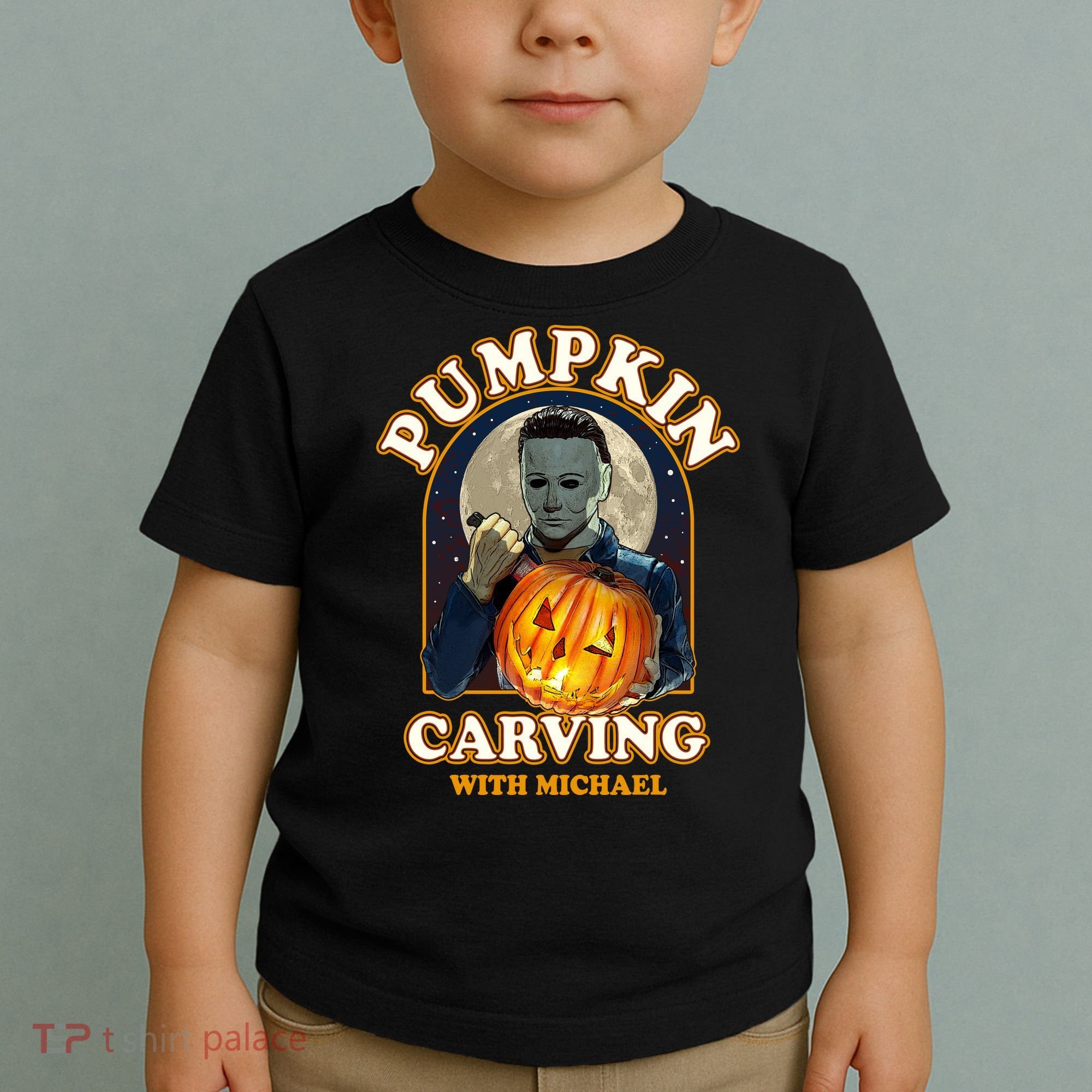 Funny Halloween Pumpkin Carving With Michael Toddler T-Shirt
