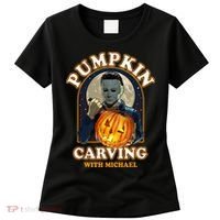 Funny Halloween Pumpkin Carving With Michael Women's T-Shirt thumb 0