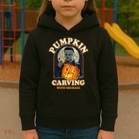 Funny Halloween Pumpkin Carving With Michael Kids Hoodie thumb 3