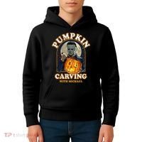 Funny Halloween Pumpkin Carving With Michael Kids Hoodie thumb 4