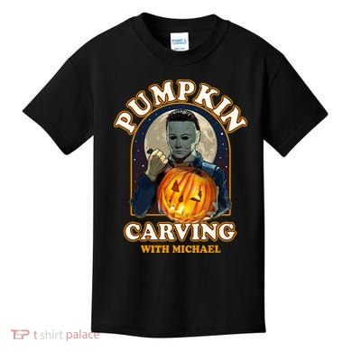 Funny Halloween Pumpkin Carving With Michael Kids T-Shirt