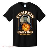 Funny Halloween Pumpkin Carving With Michael Kids T-Shirt thumb 0