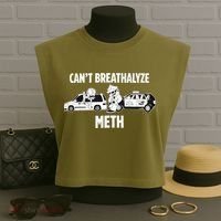 Funny Humor Quote Saying Can’T Breathalyze Meth Garment-Dyed Women's Muscle Tee thumb 3