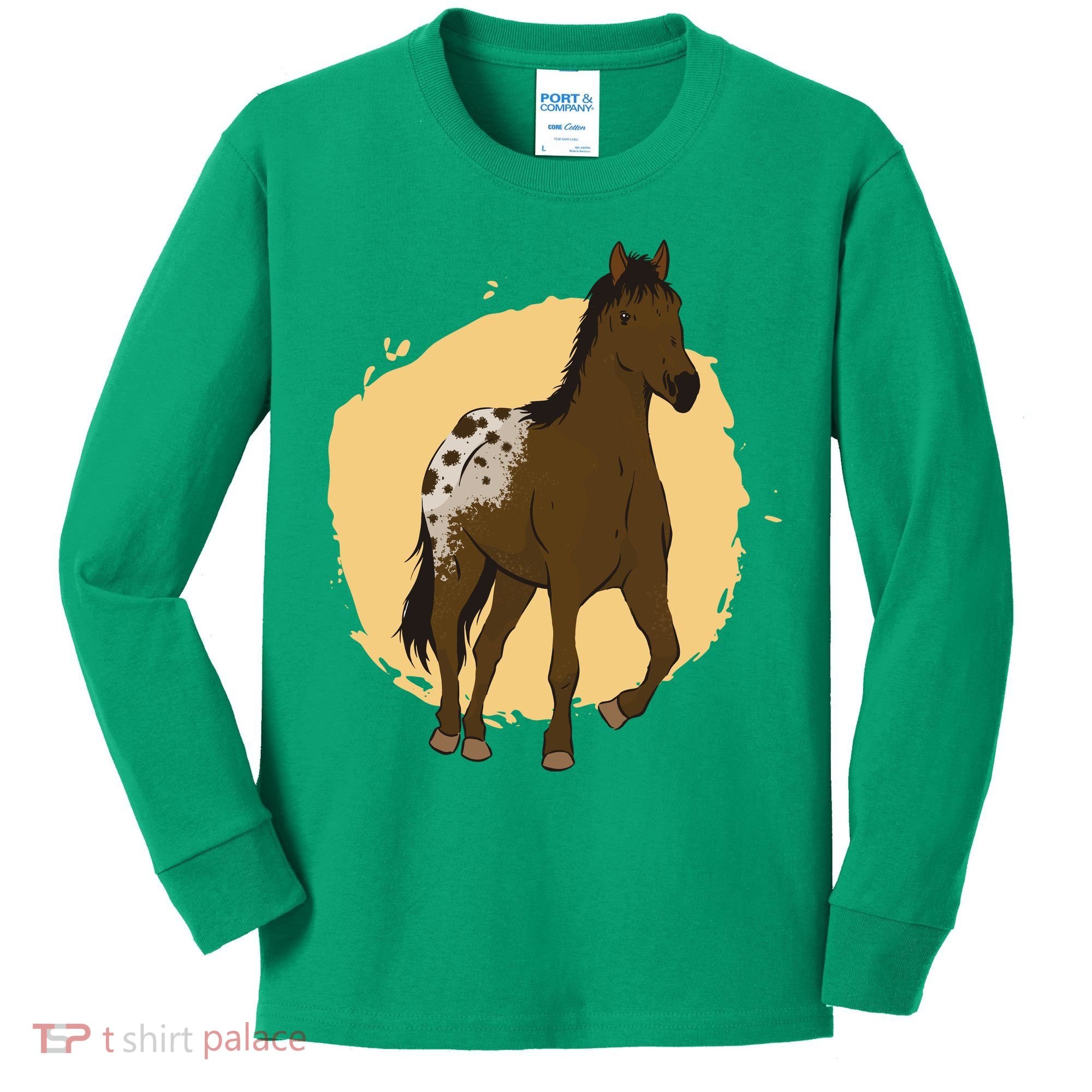 Farm Horse Running Kids Long Sleeve Shirt