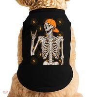 Funny Halloween Rock On Skeleton Doggie Tank thumb 0