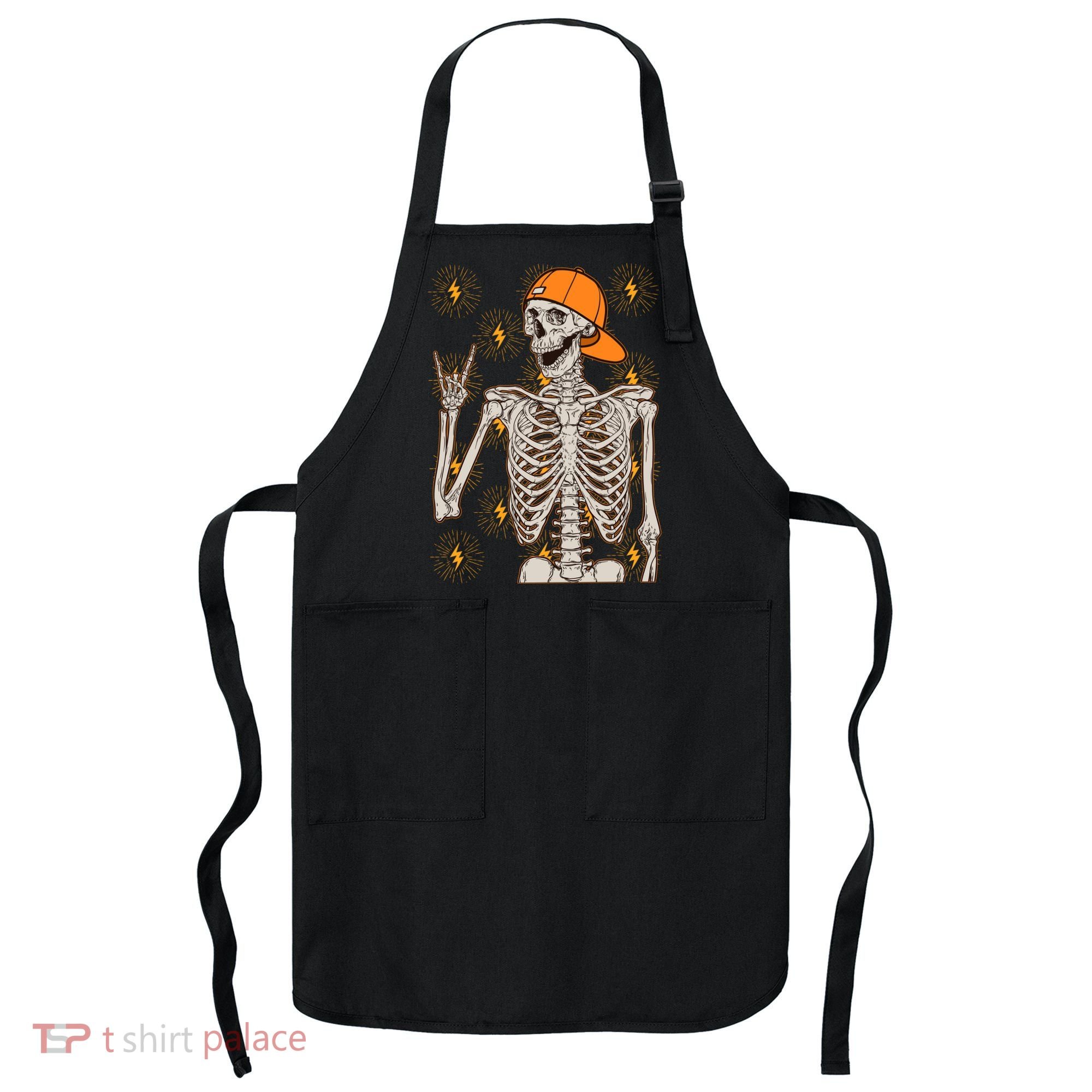 Funny Halloween Rock On Skeleton Apron