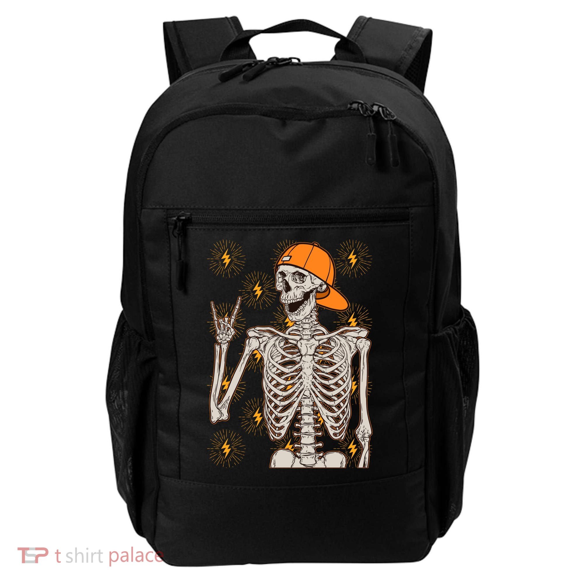 Funny Halloween Rock On Skeleton Backpack