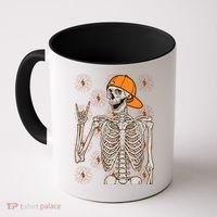 Funny Halloween Rock On Skeleton Coffee Mug thumb 0