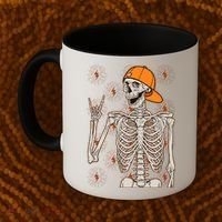 Funny Halloween Rock On Skeleton Coffee Mug thumb 2