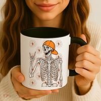 Funny Halloween Rock On Skeleton Coffee Mug thumb 3