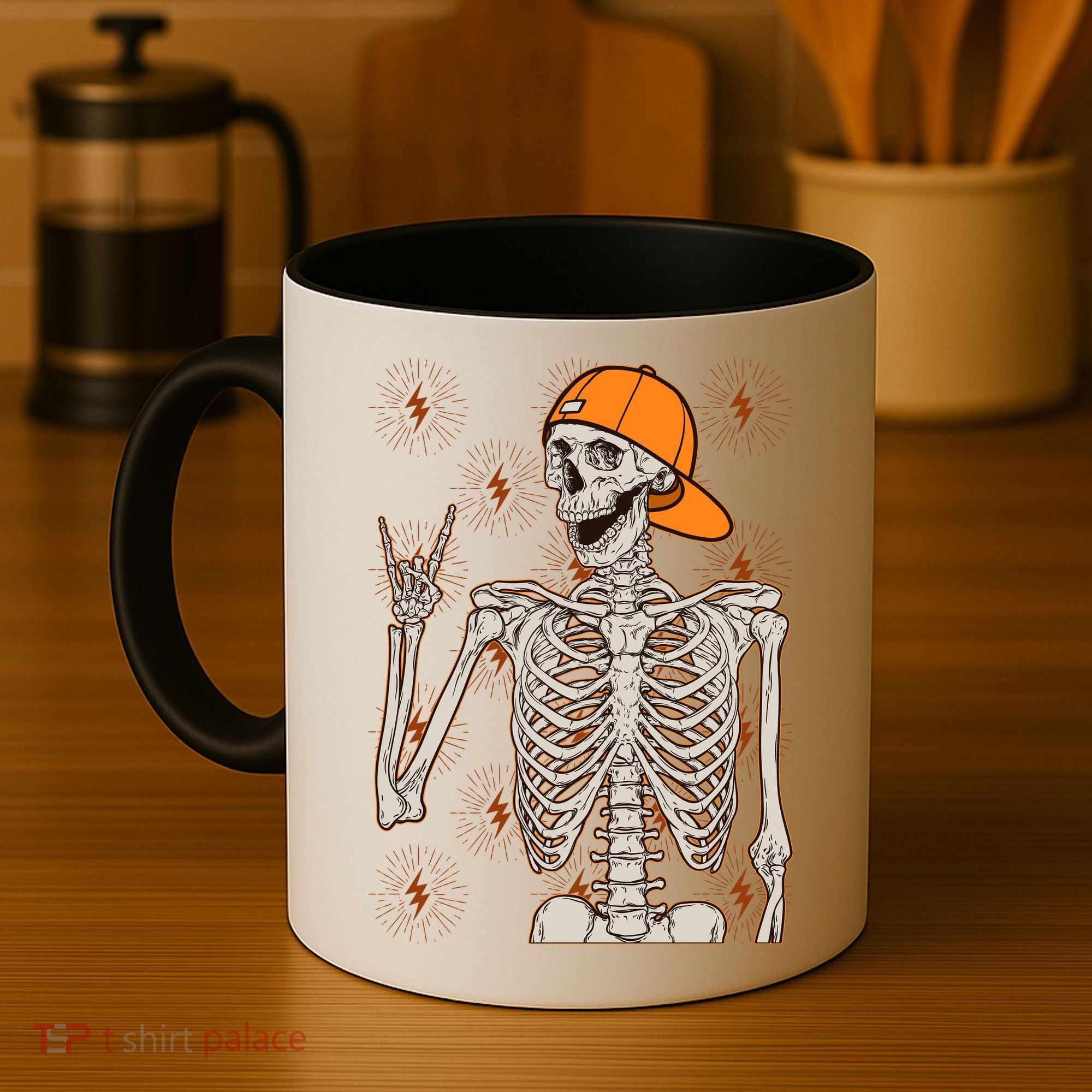 Funny Halloween Rock On Skeleton Coffee Mug