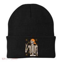 Funny Halloween Rock On Skeleton Beanie thumb 0