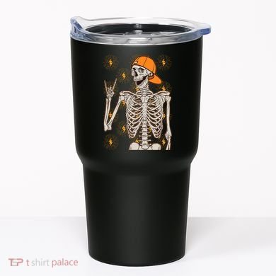 Funny Halloween Rock On Skeleton Tumbler