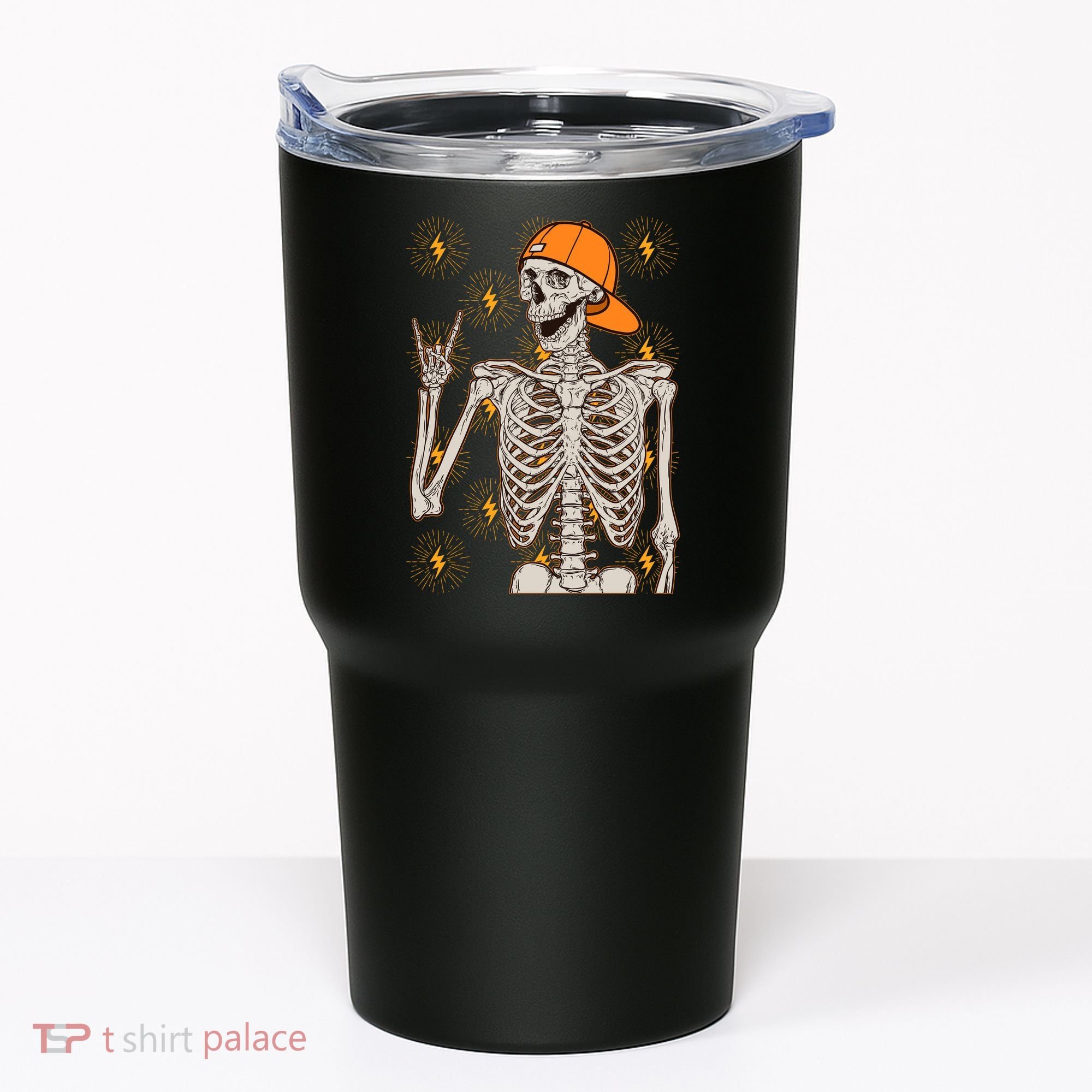 Funny Halloween Rock On Skeleton Tumbler