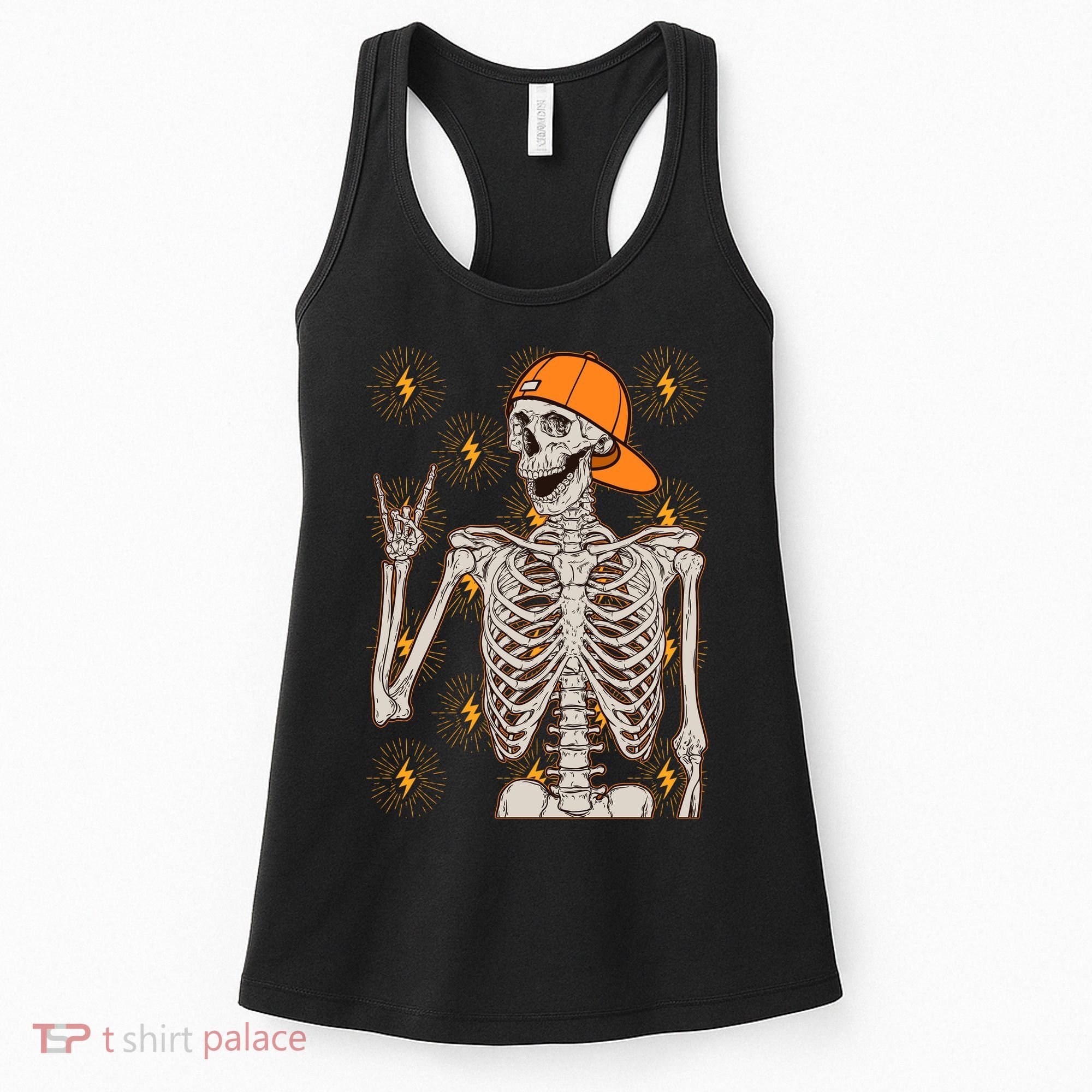 Funny Halloween Rock On Skeleton Women's Tank Top