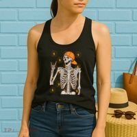 Funny Halloween Rock On Skeleton Women's Tank Top thumb 2