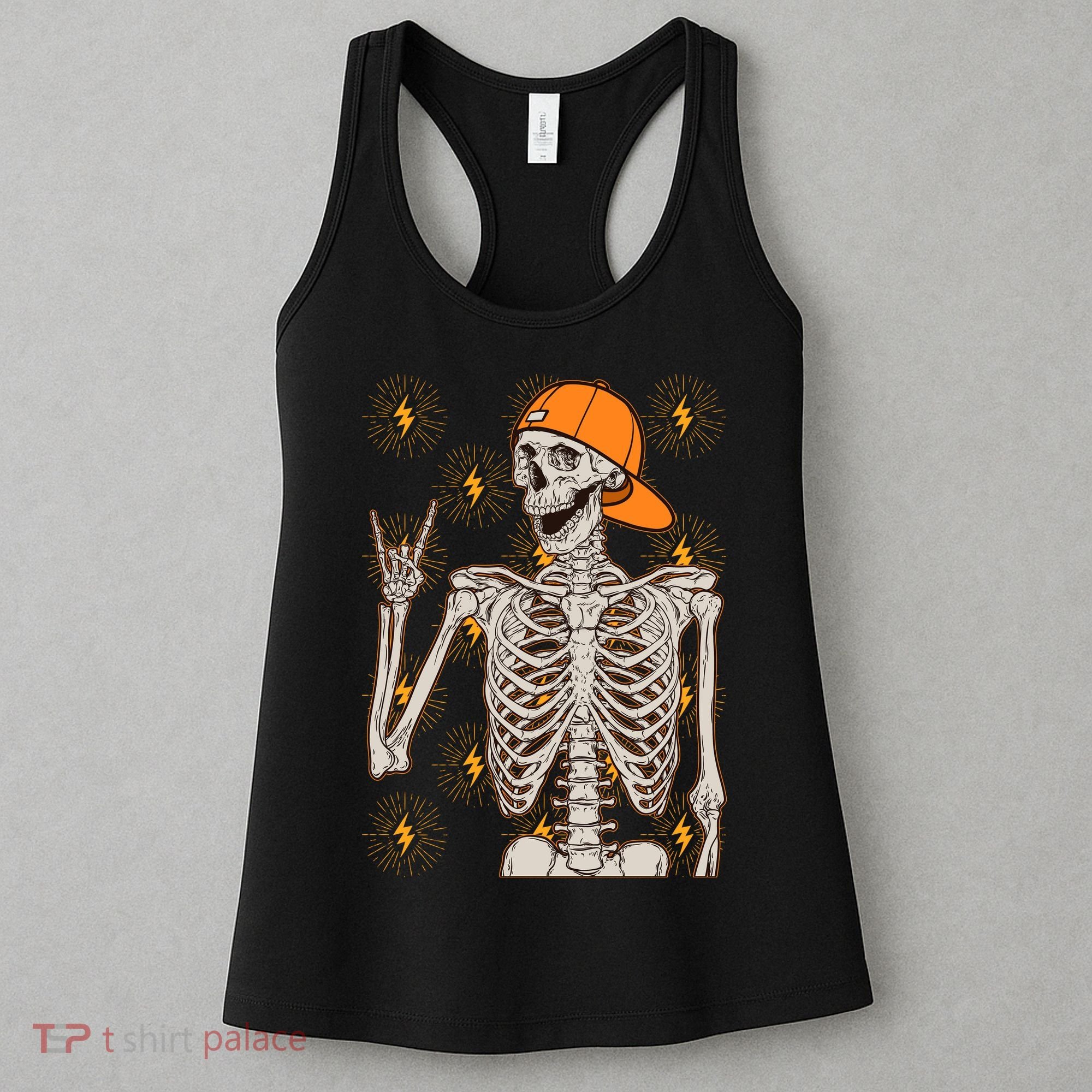 Funny Halloween Rock On Skeleton Women's Tank Top
