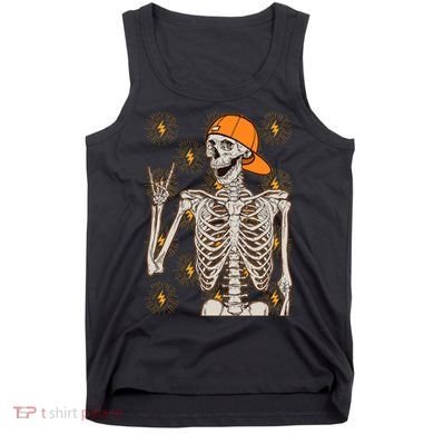 Funny Halloween Rock On Skeleton Tank Top