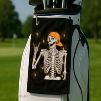 Funny Halloween Rock On Skeleton Golf Towel thumb 2