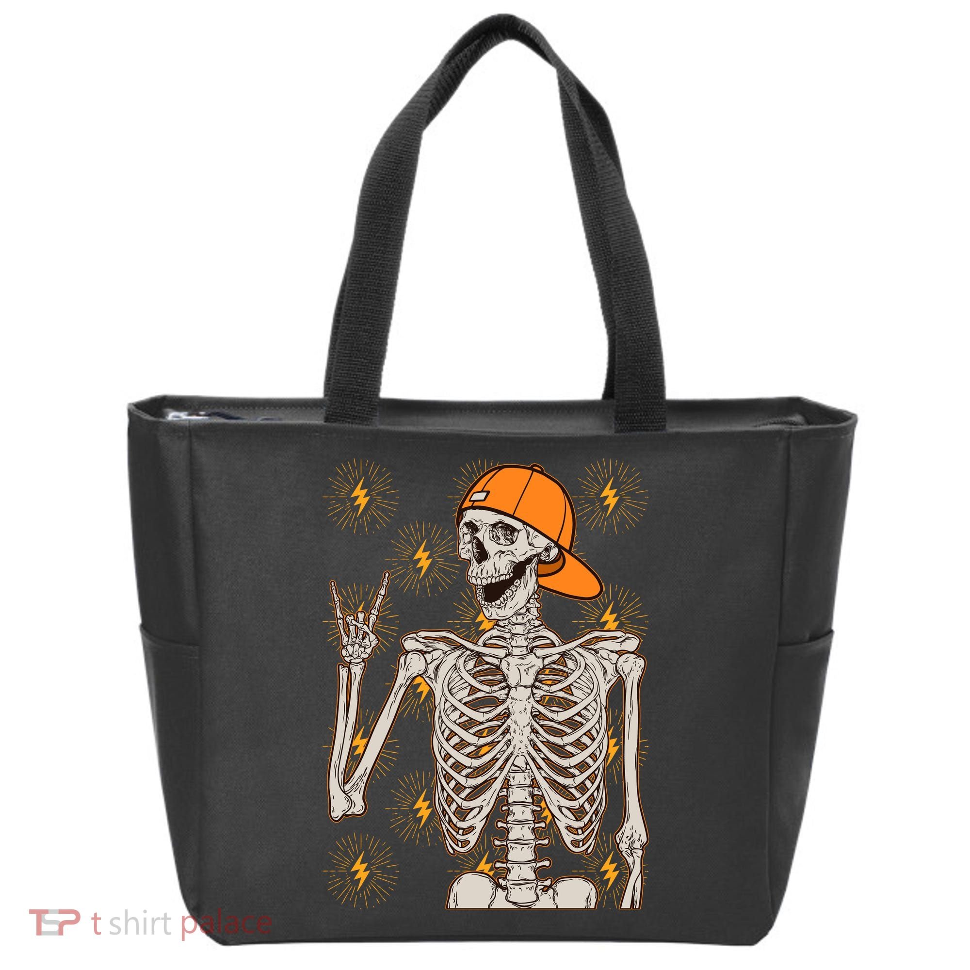 Funny Halloween Rock On Skeleton Tote Bag