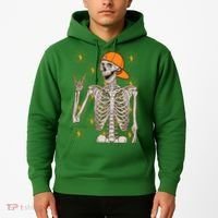 Funny Halloween Rock On Skeleton Hoodie thumb 2