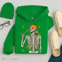 Funny Halloween Rock On Skeleton Hoodie thumb 4