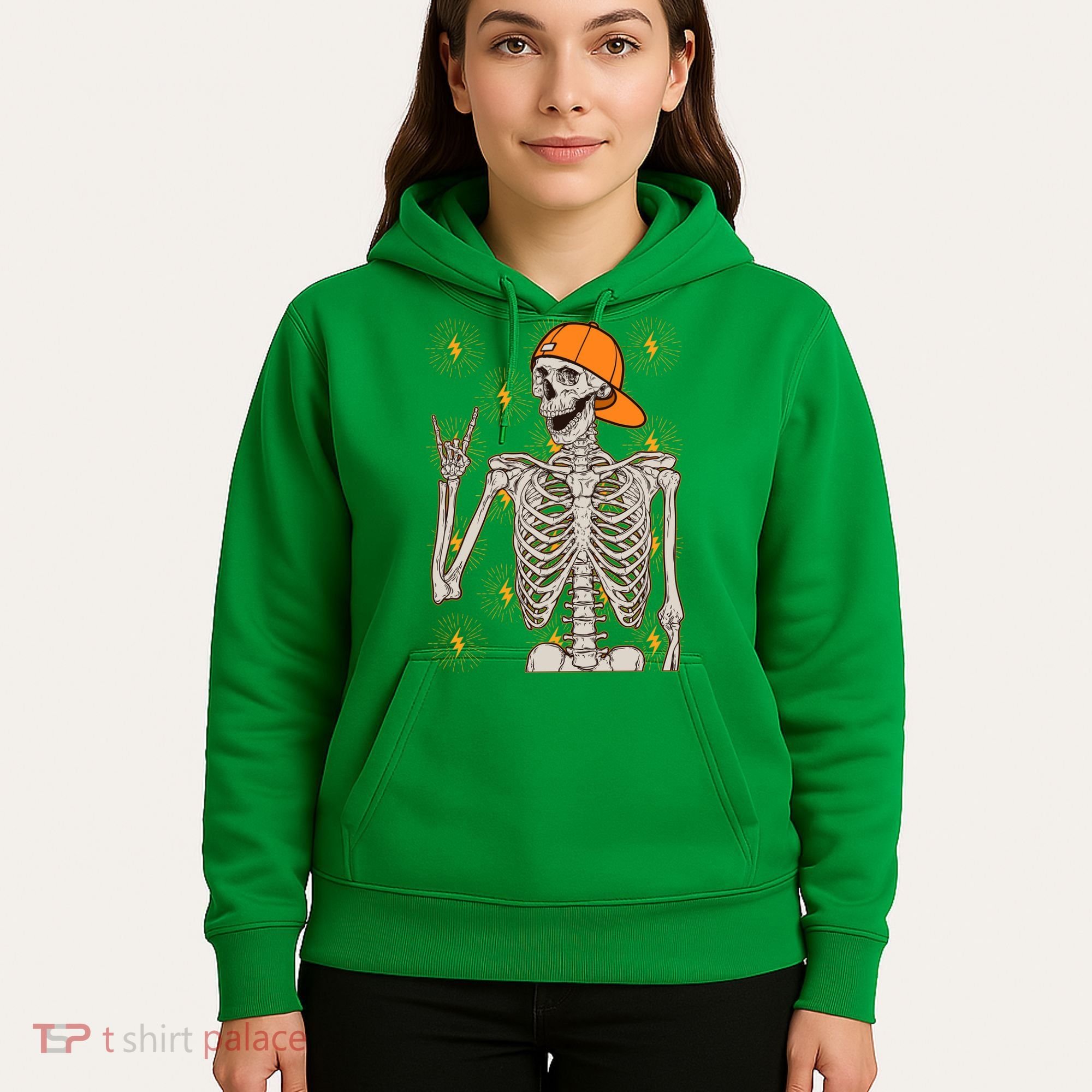 Funny Halloween Rock On Skeleton Hoodie