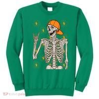Funny Halloween Rock On Skeleton Sweatshirt thumb 0