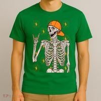 Funny Halloween Rock On Skeleton T-Shirt thumb 3