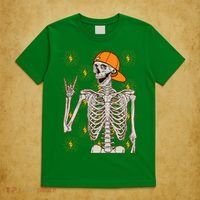 Funny Halloween Rock On Skeleton T-Shirt thumb 5