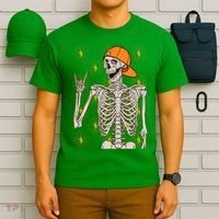 Funny Halloween Rock On Skeleton T-Shirt thumb 6