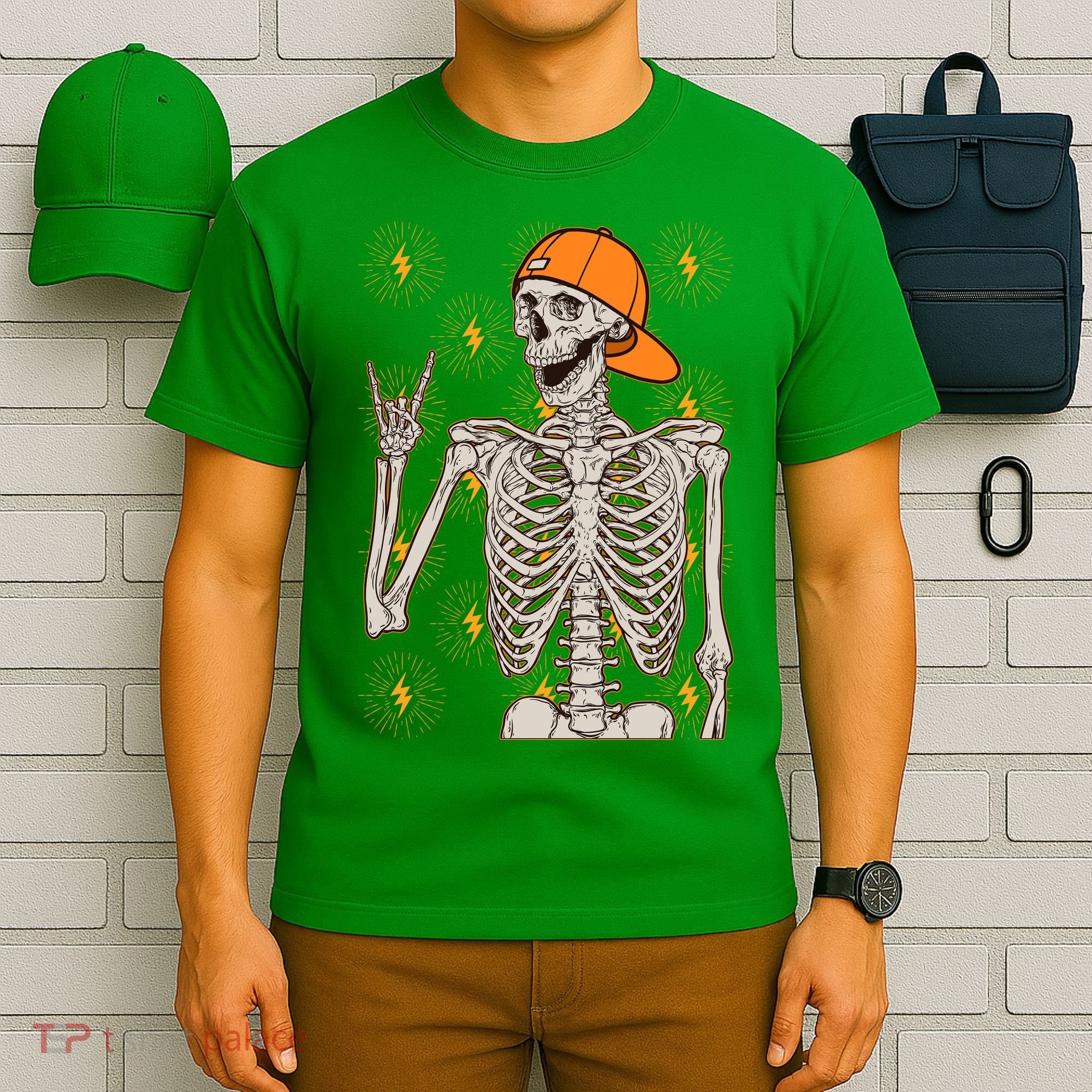 Funny Halloween Rock On Skeleton T-Shirt