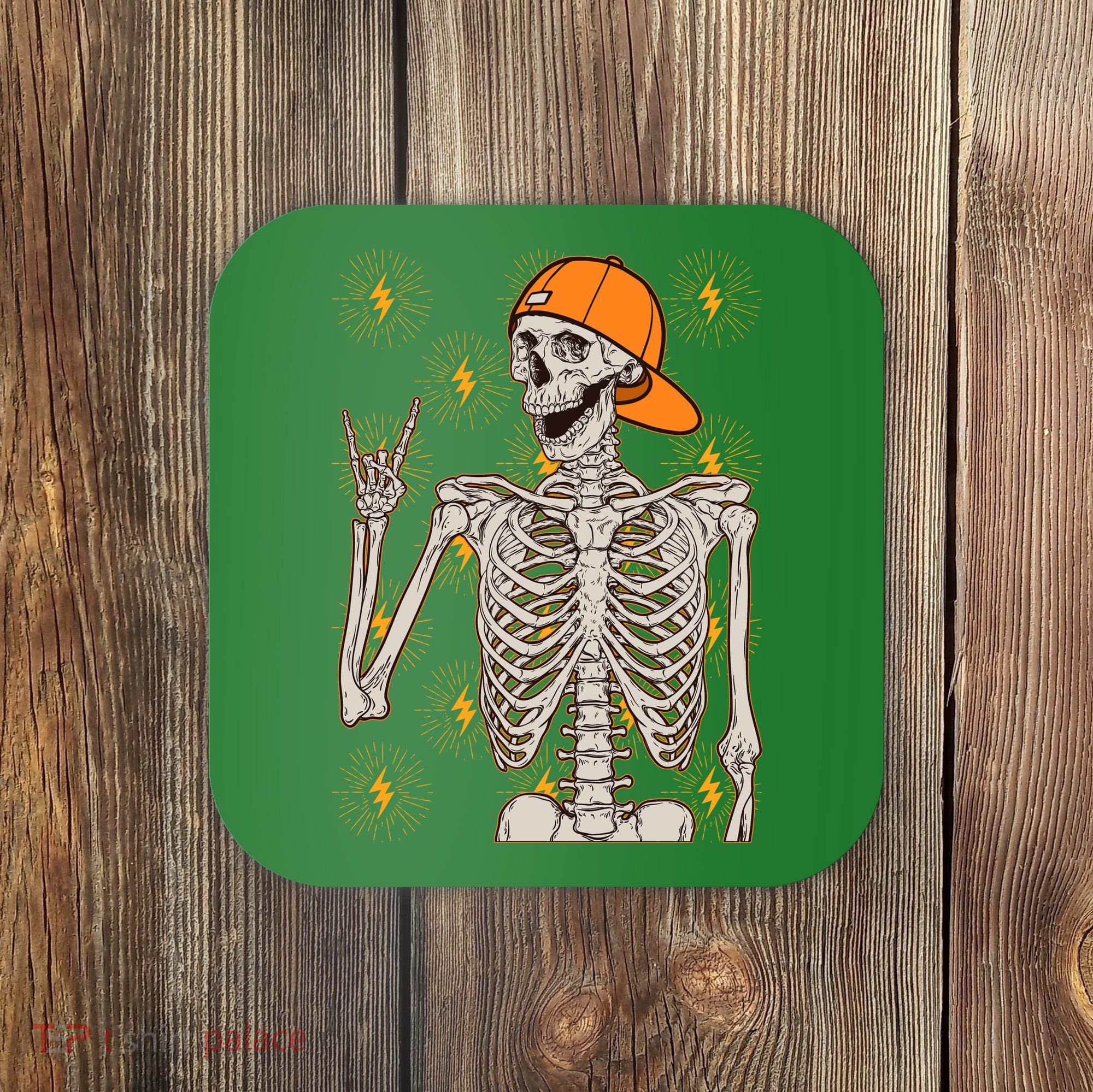 Funny Halloween Rock On Skeleton Coaster