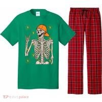 Funny Halloween Rock On Skeleton Pajama Set thumb 0