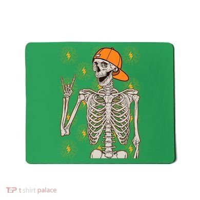 Funny Halloween Rock On Skeleton Mousepad