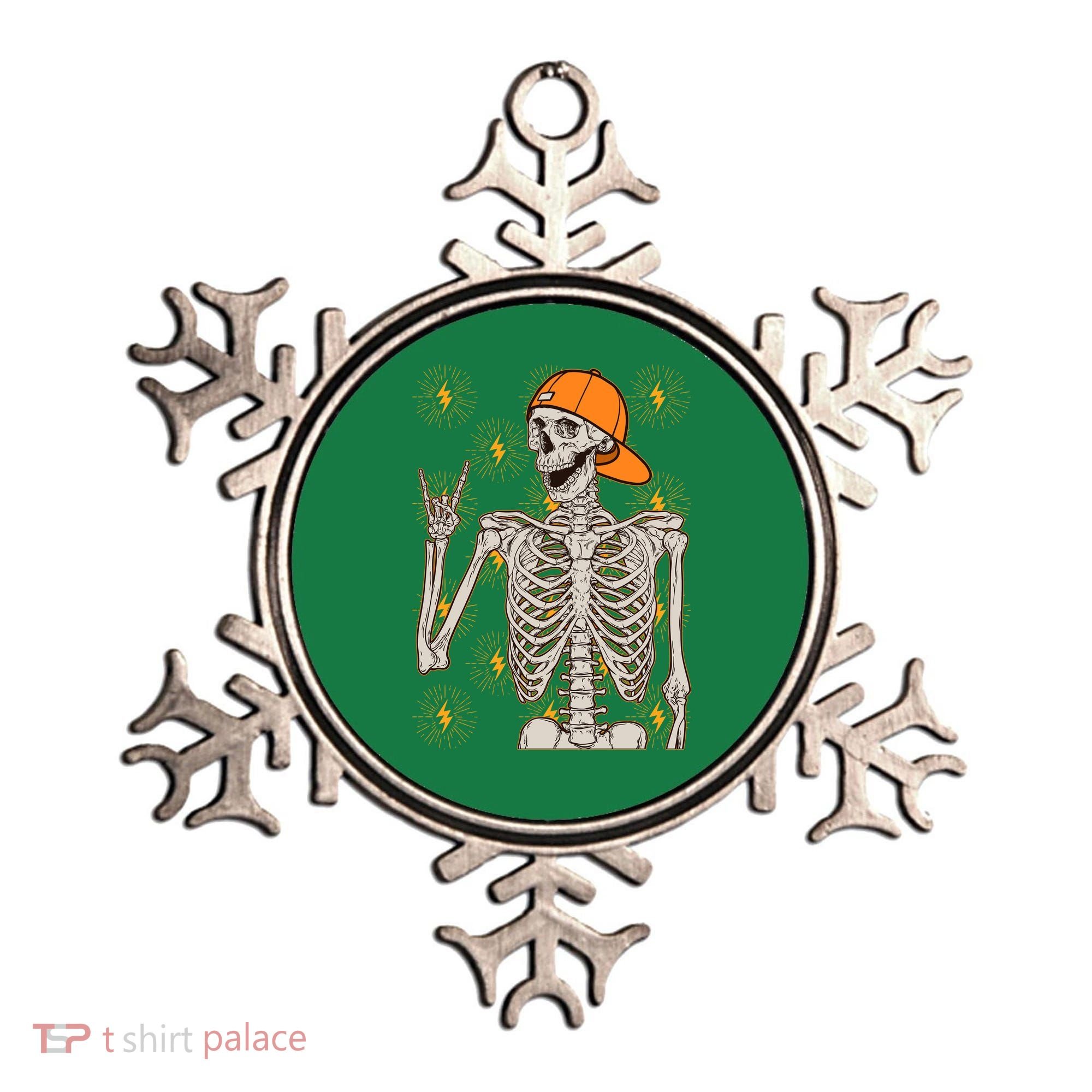 Funny Halloween Rock On Skeleton Ornament
