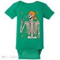 Funny Halloween Rock On Skeleton Baby Bodysuit thumb 0