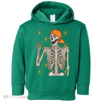 Funny Halloween Rock On Skeleton Toddler Hoodie