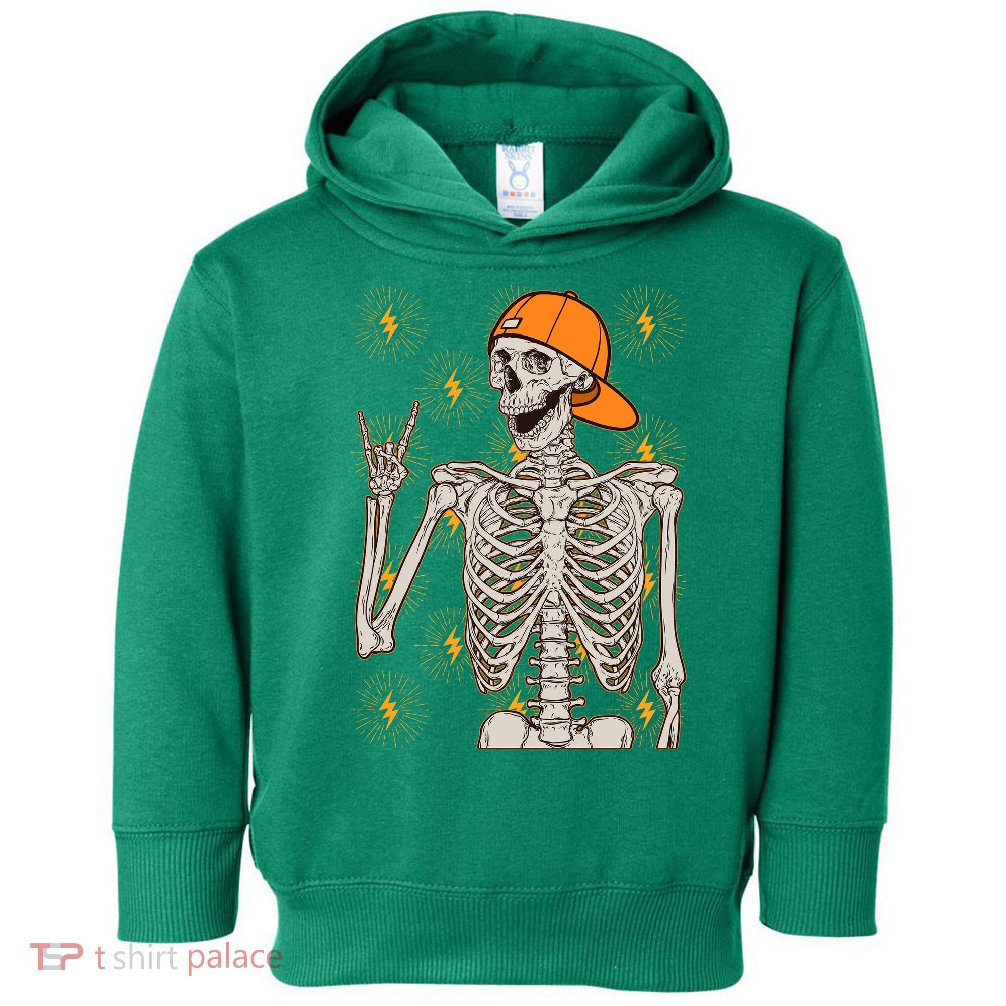 Funny Halloween Rock On Skeleton Toddler Hoodie